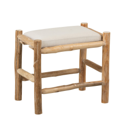 Tabouret bas 45cm bois naturel avec coussin WODY