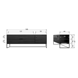 Console TV moderne bois massif 180cm SILAS - Woood