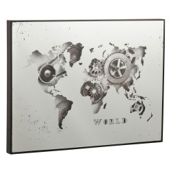 Tableau horloge mappemonde en miroir SULI