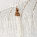 Parasol en bois et tissu beige à pompoms PILOU