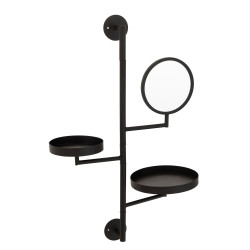 Etagère murale contemporaine avec miroir en métal noir CALISTA