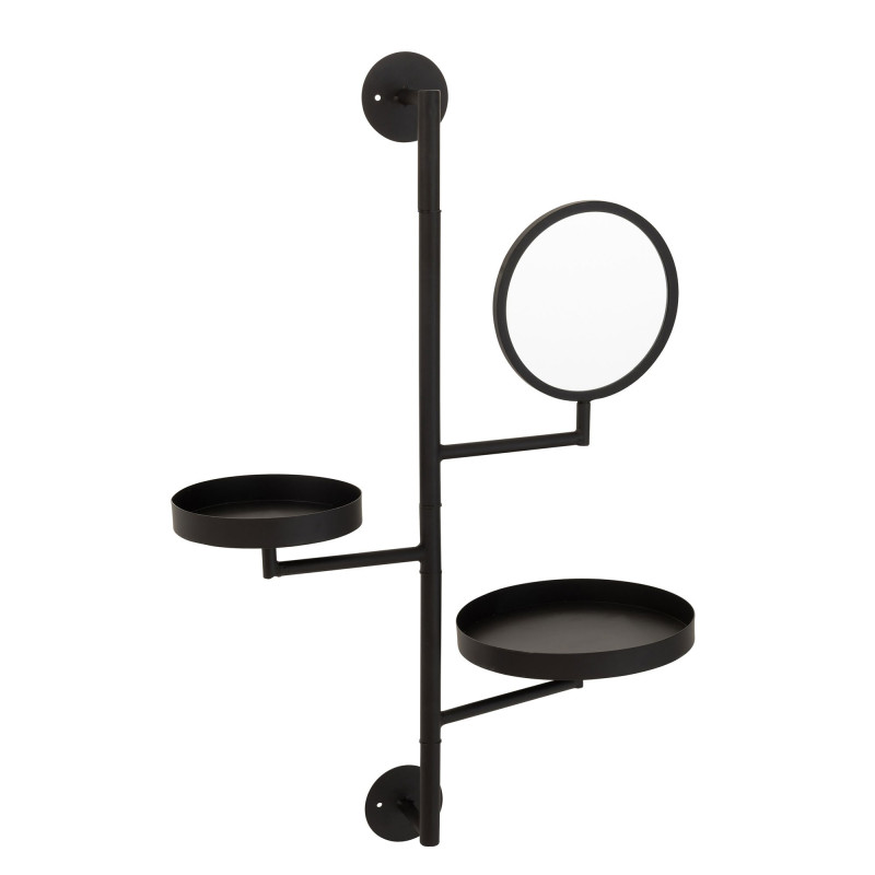 Etagère murale contemporaine avec miroir en métal noir CALISTA