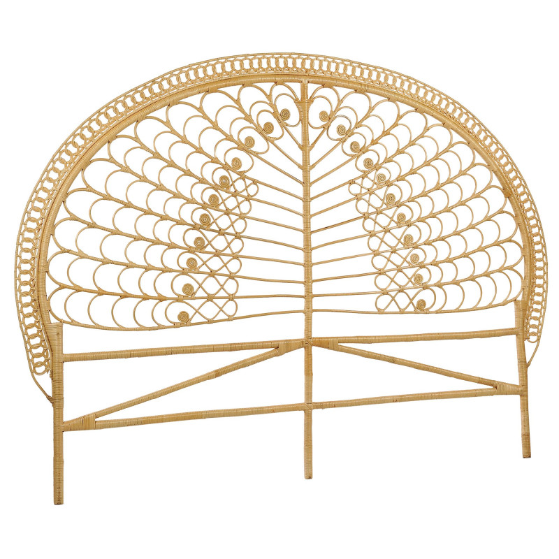 Tête de lit bohème en rotin naturel blanc TIWI