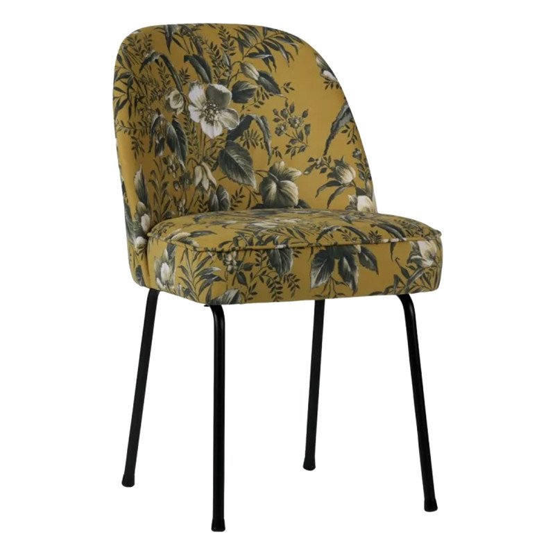 Chaise design crapaud velours fleuri VOGUE
