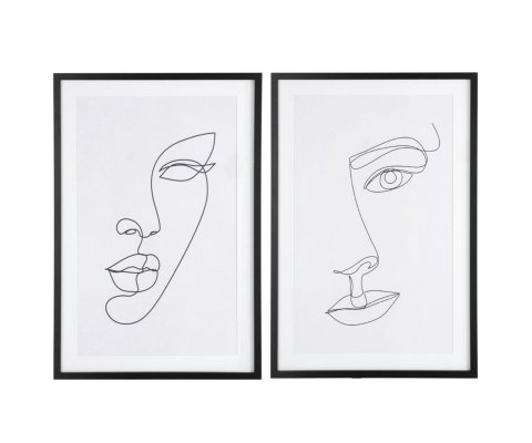 Lot de 2 tableaux visages abstraits 40x60cm LORACE