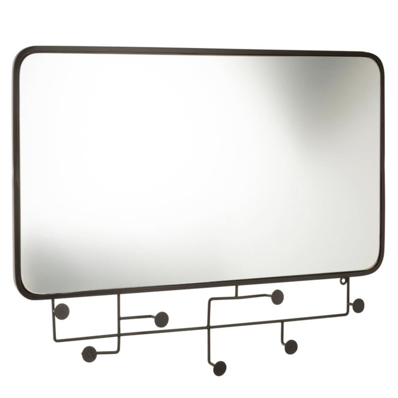 Miroir rectangulaire avec portants en métal noir 62,5x82cm KHAL