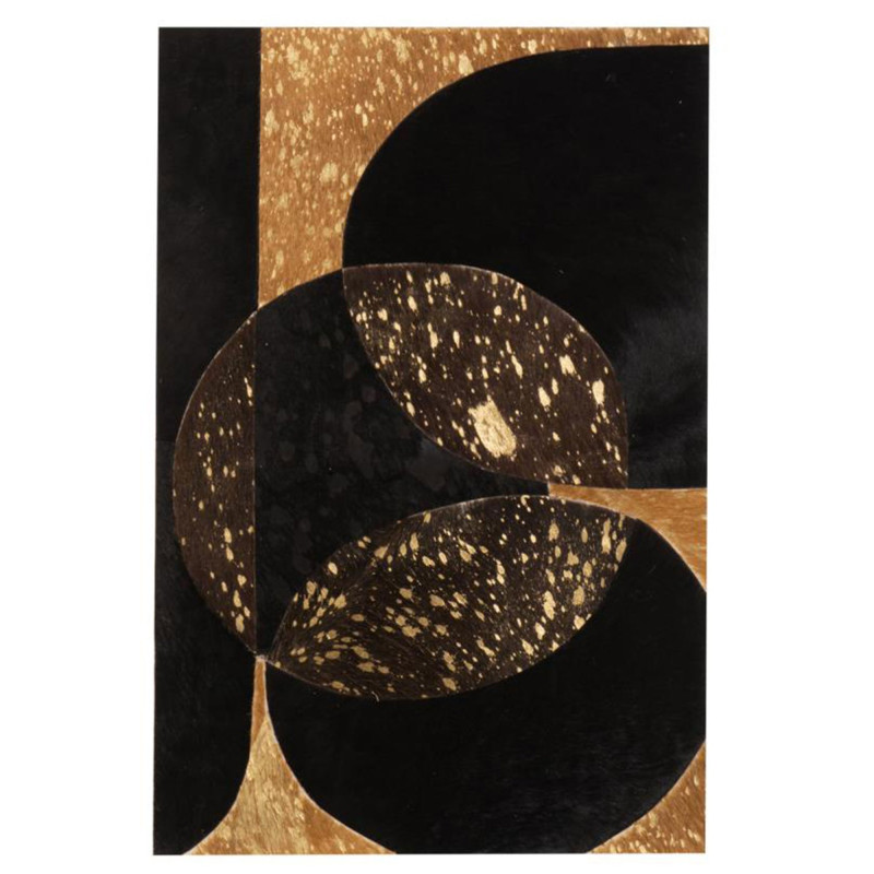 Tableau contemporain 40x60cm en cuir noir et doré ISEC