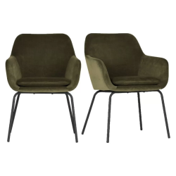 Set 2 fauteuils salle à manger velours MOODY
