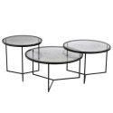 Set de 3 tables gigognes rondes métal et verre-VERA