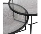 Set de 3 tables gigognes rondes métal et verre-VERA