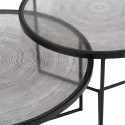 Set de 3 tables gigognes rondes métal et verre-VERA