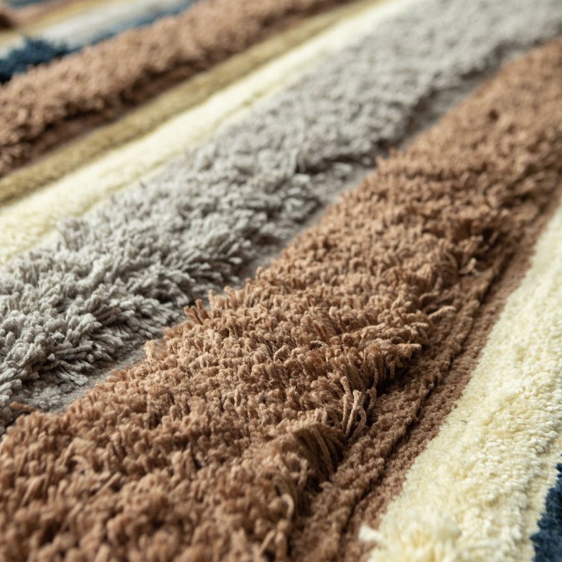 Tapis moderne beige avec franges en laine et viscose