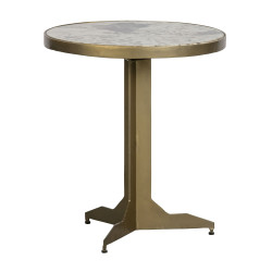 Table d'appoint doré et plateau en marbre blanc - CUTE