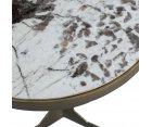 Table d'appoint doré et plateau en marbre blanc - CUTE
