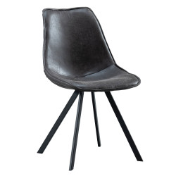 Chaise élégante en cuir noir-SWAN