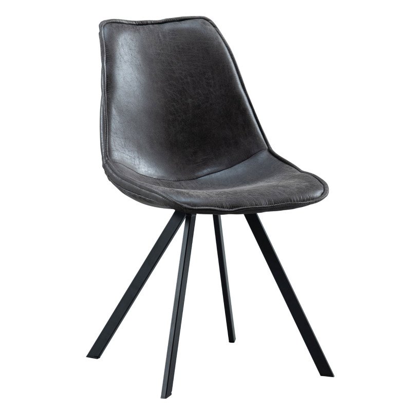 Chaise élégante en cuir noir-SWAN