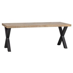 Table à manger moderne 90x200cm en bois et métal noir PUPULE