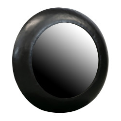 Miroir ronde vintage 75cm contour métal noir CLAUDY