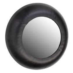 Miroir rond 50cm contour épais métal noir CLAUDY