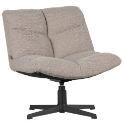 Fauteuil pivotant en tissu bouclé beige ALFRED