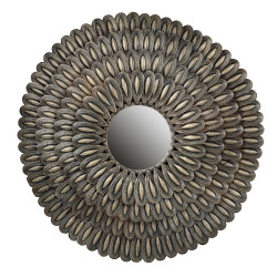 Miroir rond design 83cm en métal antique HUSK