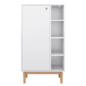 Armoire 1 porte 4 niches blanc avec pied bois-LOMA