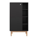 Armoire 1 porte 4 niches blanc avec pied bois-LOMA