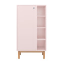 Armoire 1 porte 4 niches blanc avec pied bois-LOMA