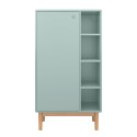 Armoire 1 porte 4 niches blanc avec pied bois-LOMA