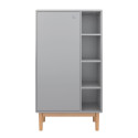 Armoire 1 porte 4 niches blanc avec pied bois-LOMA