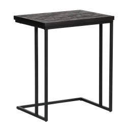 Table d’appoint rectangulaire en bois et métal noir TONDY