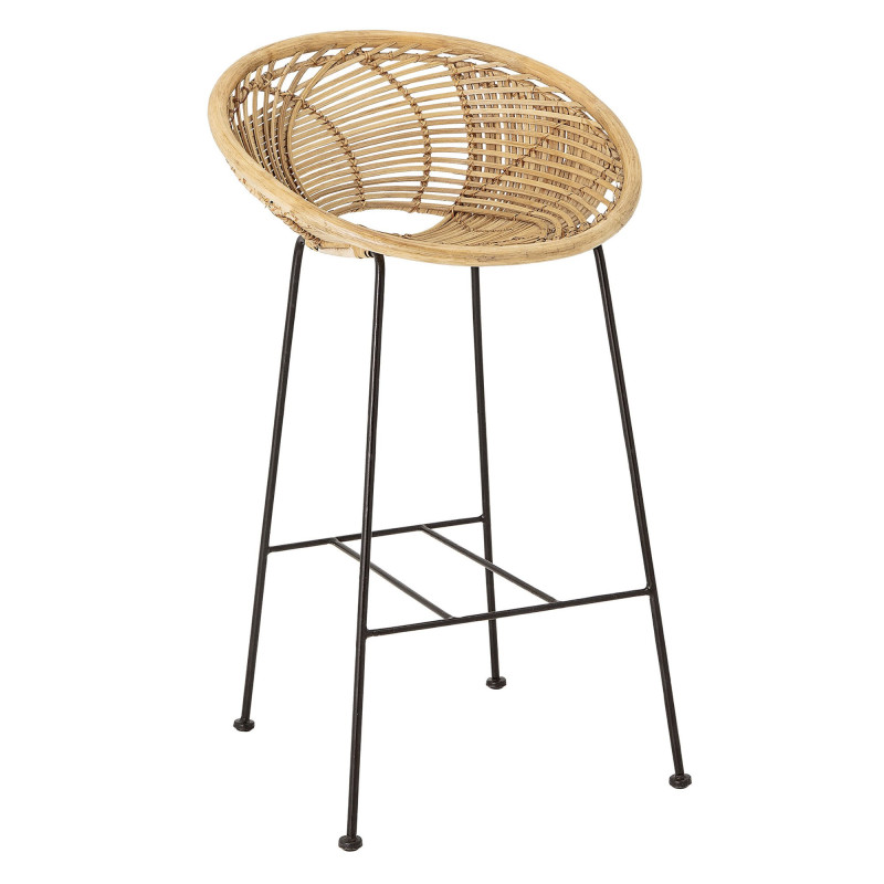 Tabouret haut assise arrondie en rotin naturel RATTON