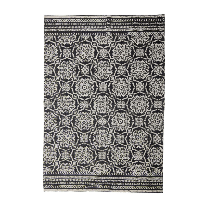Tapis design en coton avec motifs noirs