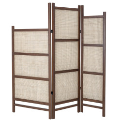Paravent en bois naturel et rotin marron AUGUSTE