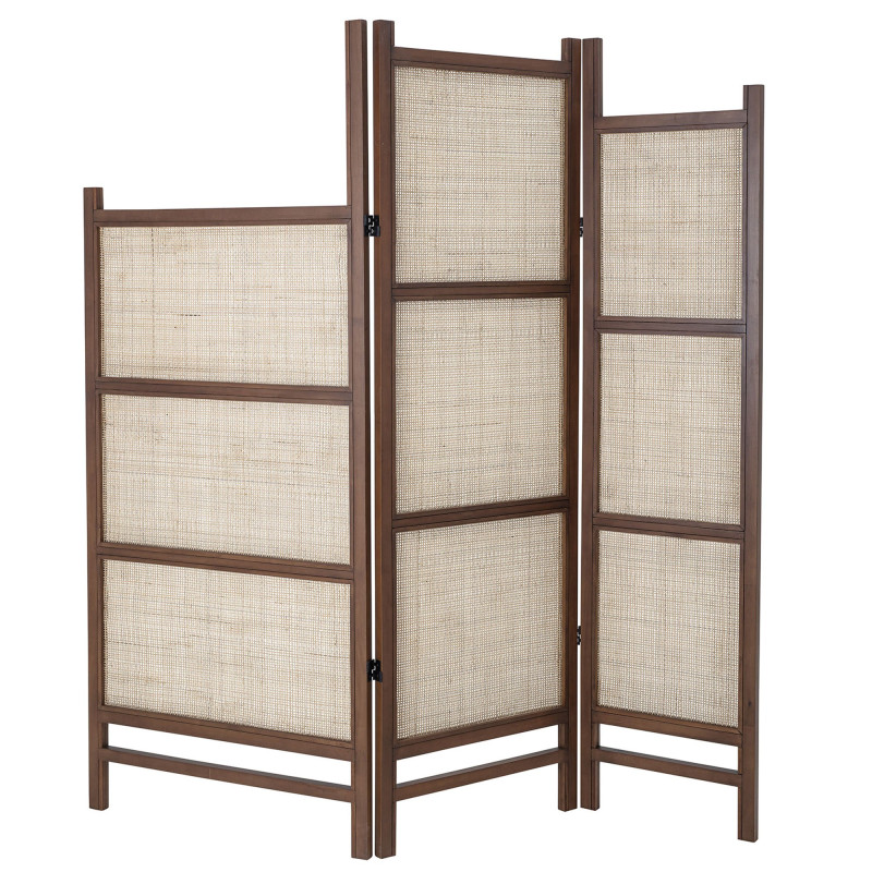 Paravent en bois naturel et rotin marron AUGUSTE