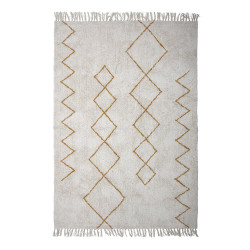 Tapis beige 200x140cm avec motifs géométriques jaunes HUSO