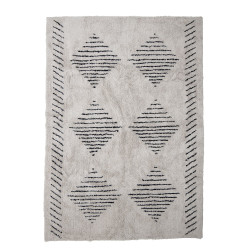 Tapis 200x140cm beige à motifs géométriques noirs JEGOR