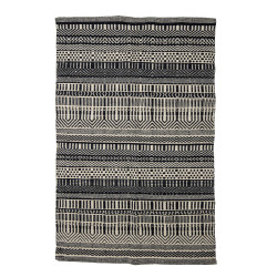 Tapis en laine 180x120cm à motifs noirs et blancs JOOB