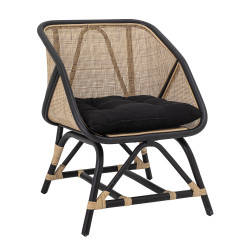 Fauteuil avec cousin en rotin naturel bi couleurs TARTINE