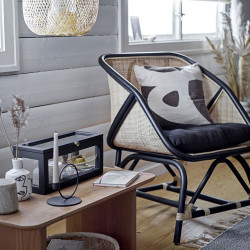 Fauteuil avec cousin en rotin naturel bi couleurs TARTINE