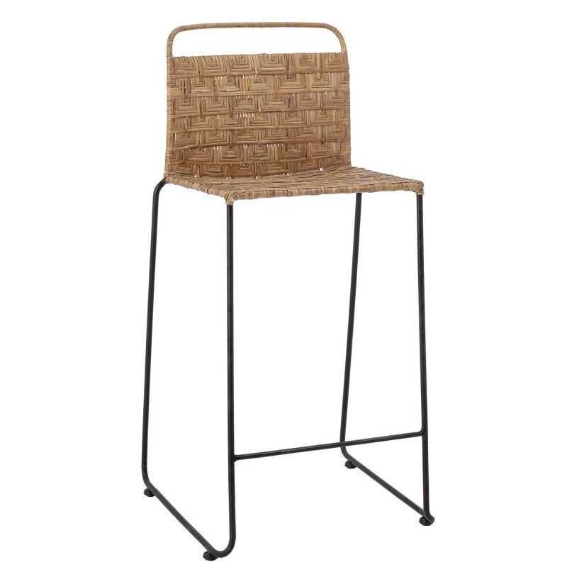 Chaise haute en rotin tressé naturel et métal NEFERTITI