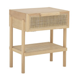 Table de chevet 1 tiroir en bois et rotin naturel TESS