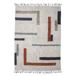 Tapis 200x140cm avec franges beige à motifs JUE
