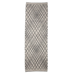 Tapis 250x80cm beige à motifs géométriques noirs KAYAPO