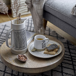 Tapis beige 250x80cm avec des motifs lignes noirs KAYAPO