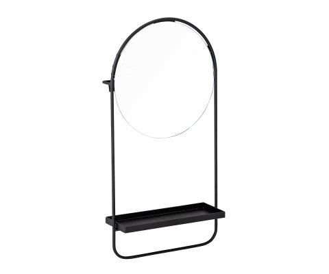 Miroir noir moderne avec petite étagère LIU