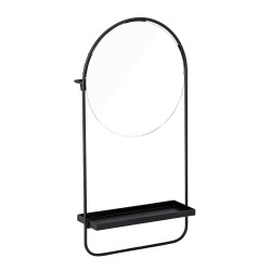 Miroir moderne avec étagère en métal noir LIU