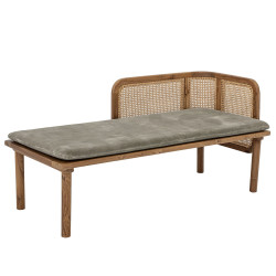 Méridienne design en cannage avec coussin taupe MIEL