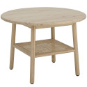 Petite table ronde en pin naturel et étagère en rotin PAQUITA