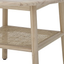 Petite table ronde en pin naturel et étagère en rotin PAQUITA
